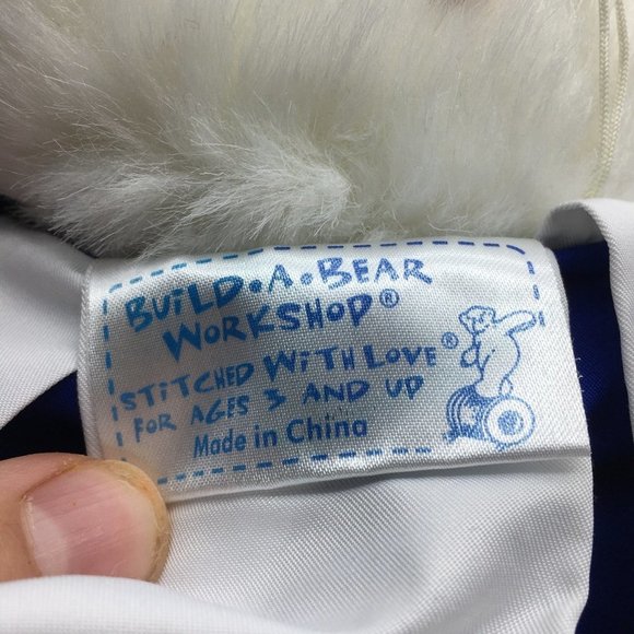 Build-A-Bear Workshop White Polar Bear Plush Cheerleader Stuffed Toy 11.5" Sit - Picture 4 of 6